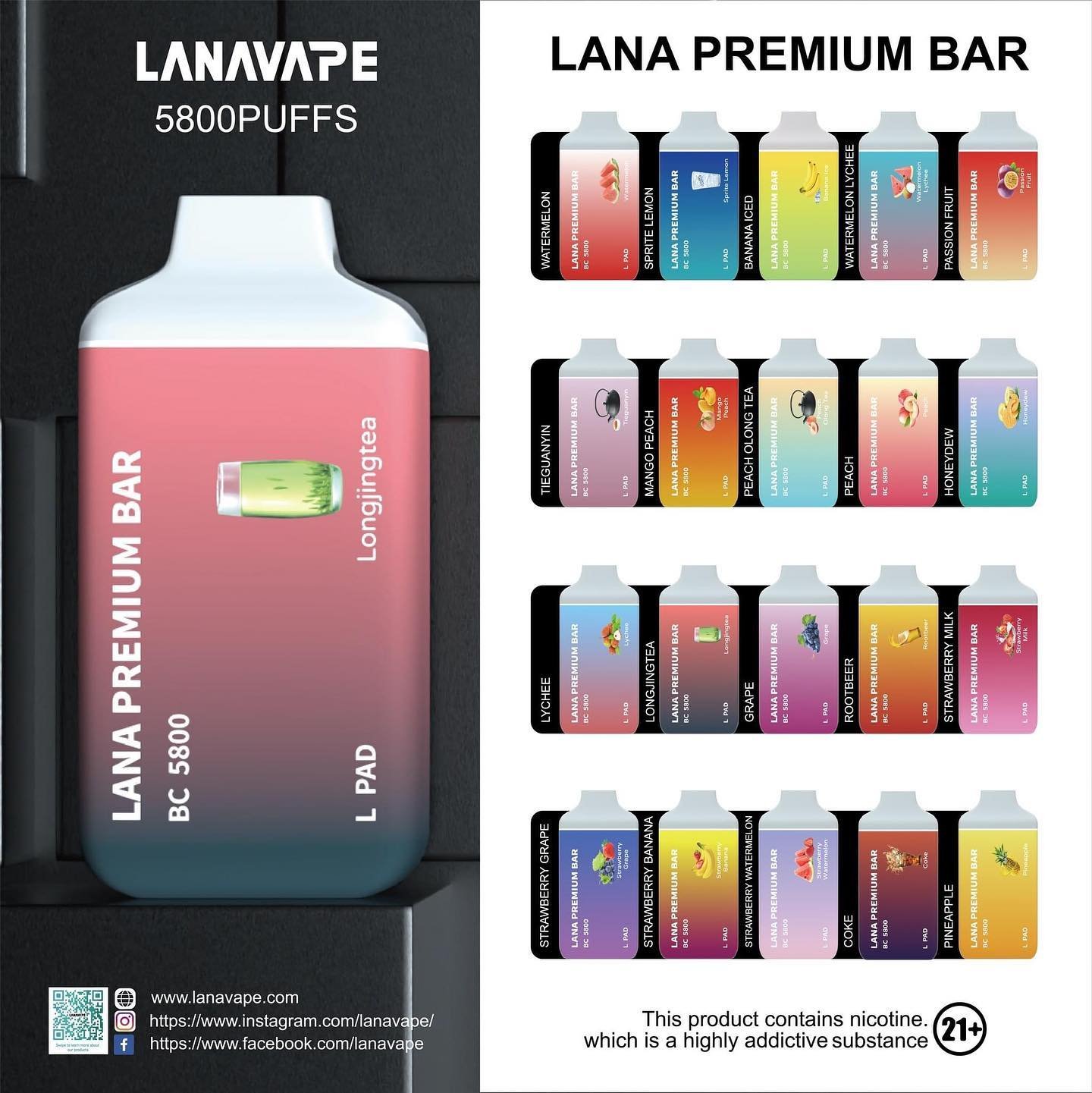 10 X LANA PREMIUM BAR 5800 DISPOSABLE